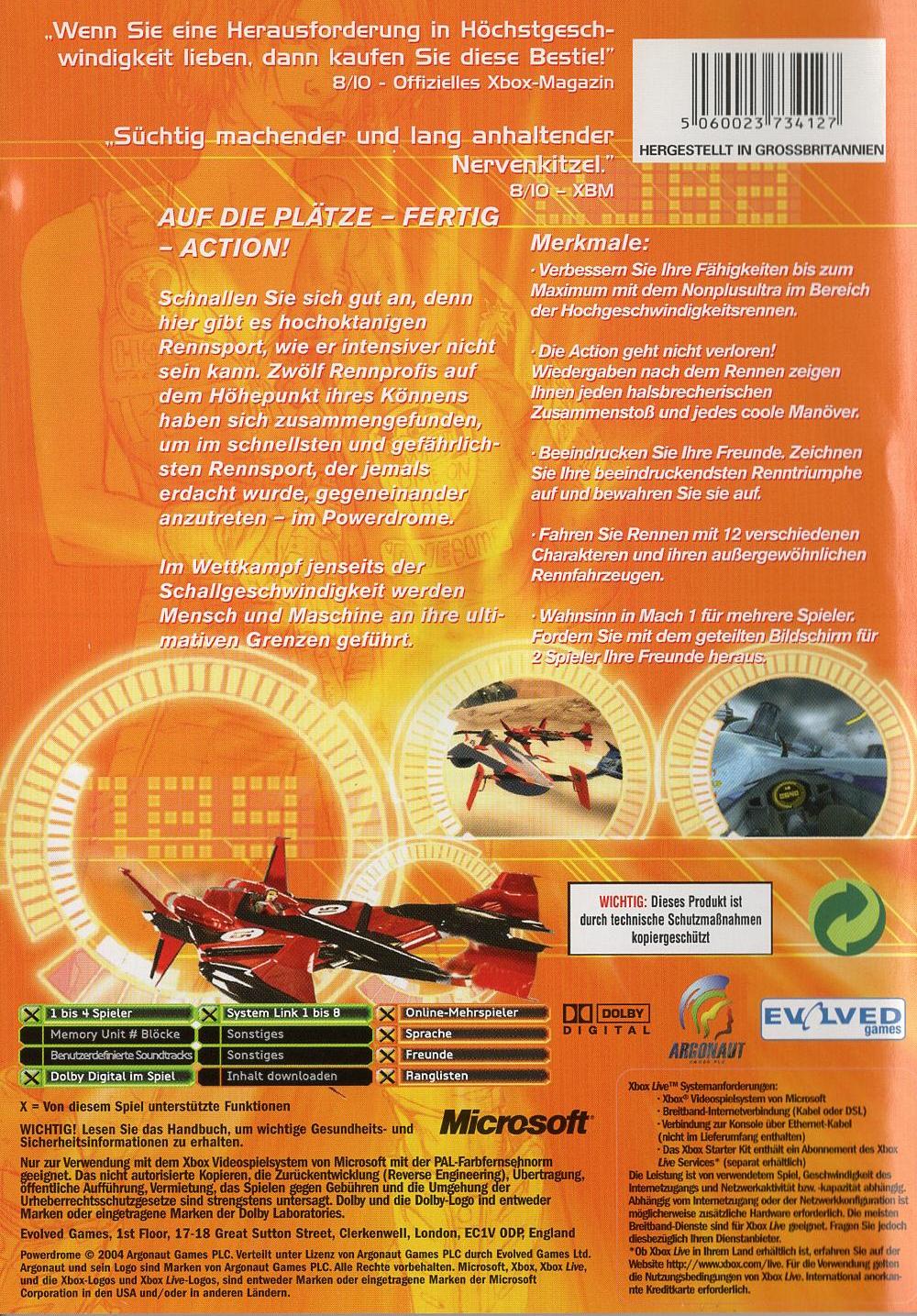 Powerdrome - Xbox Rückseite