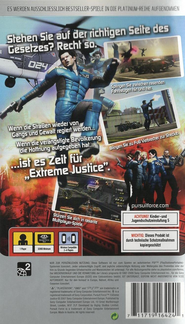 Pursuit Force: Extreme Justice - PlayStation Portable Rückseite