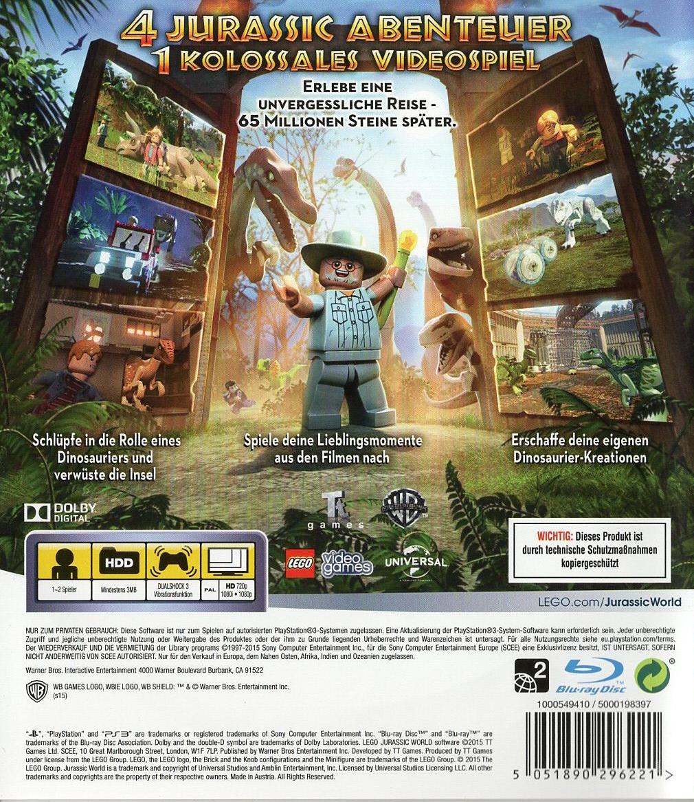 LEGO Jurassic World - PlayStation 3 Rückseite