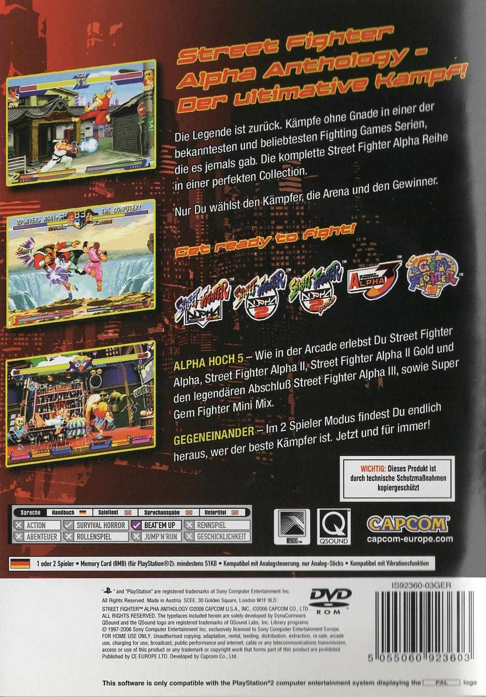 Street Fighter Alpha Anthology - PlayStation 2 Rückseite