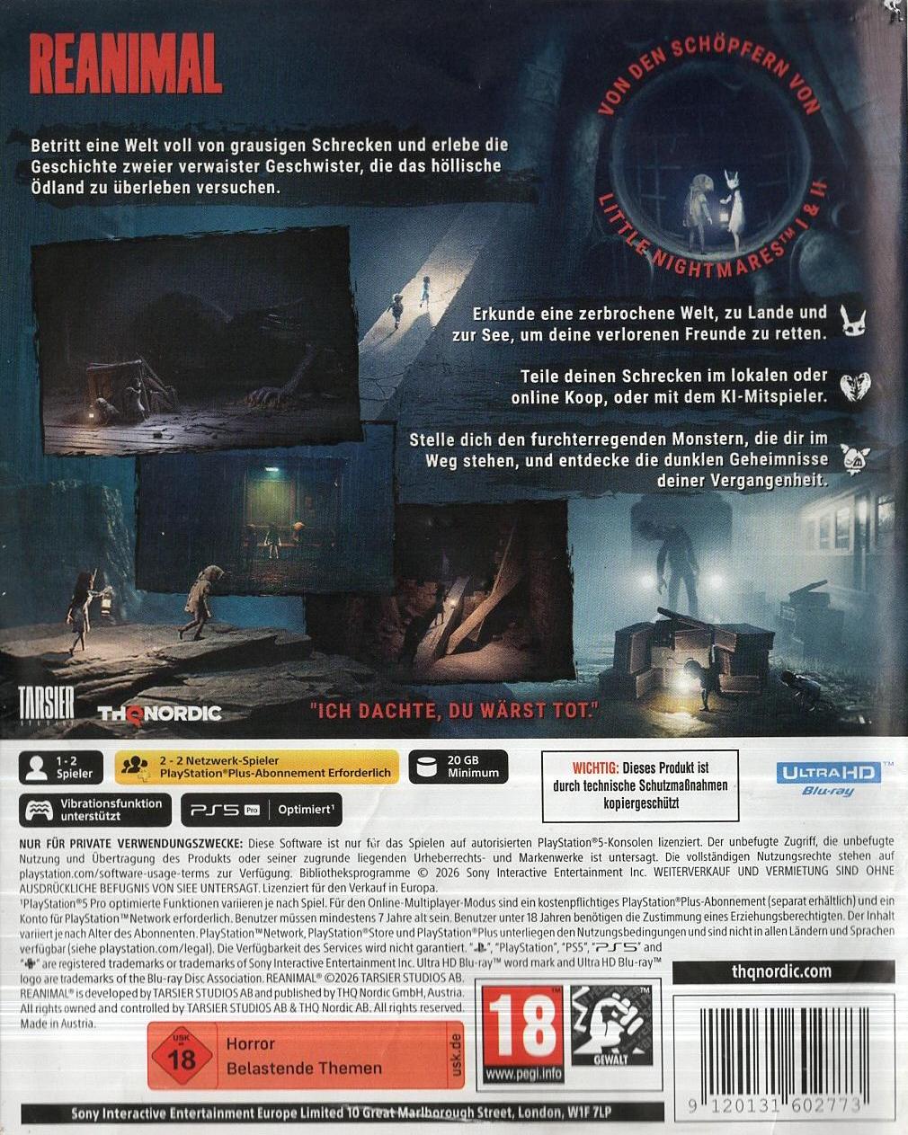 Reanimal - PlayStation 5 Rückseite