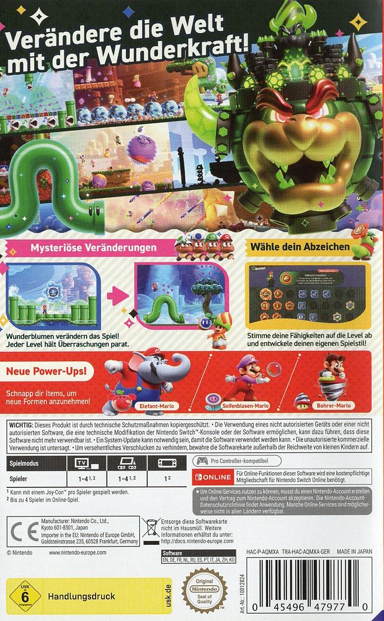 Super Mario Bros. Wonder - Nintendo Switch Rückseite