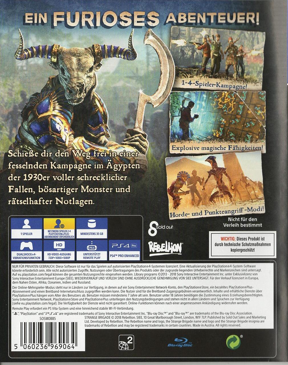 Strange Brigade - PlayStation 4 Rückseite