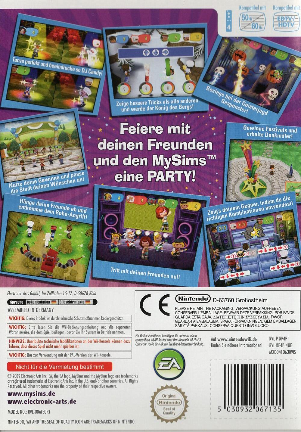 MySims Party - Nintendo Wii Rückseite