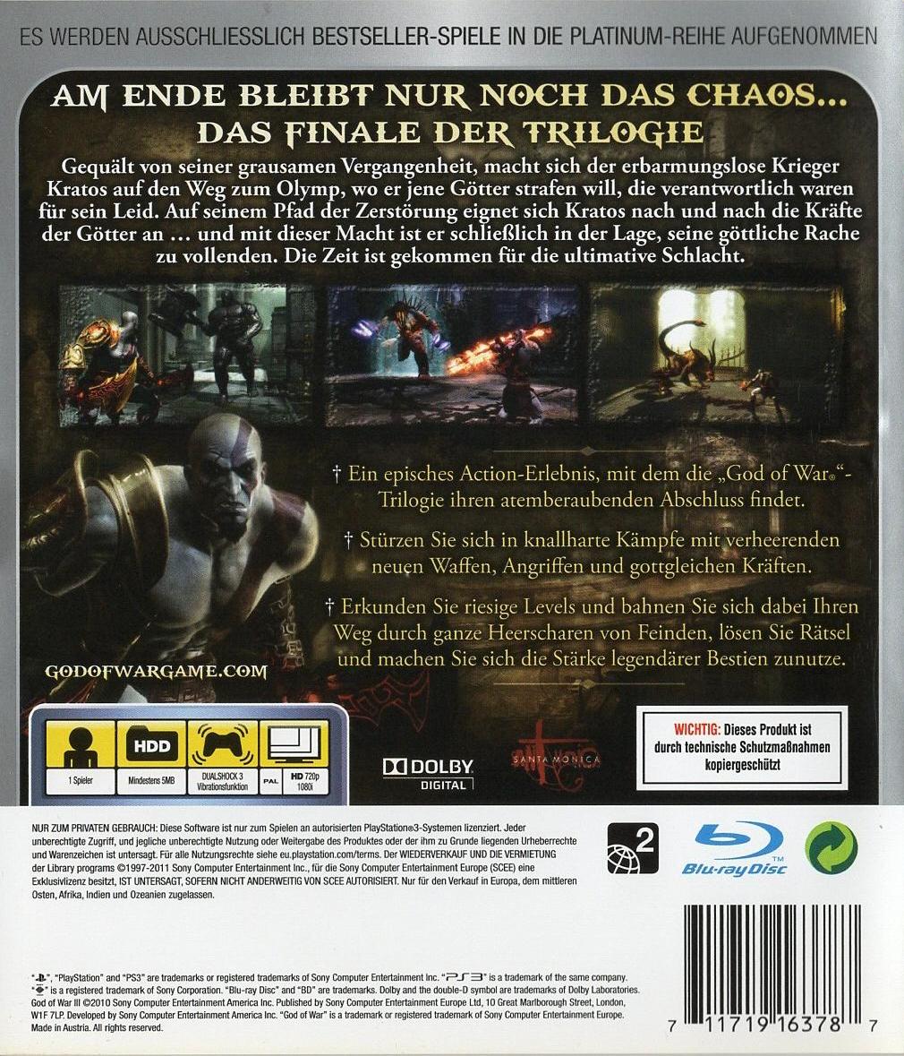 God of War III - PlayStation 3 Rückseite