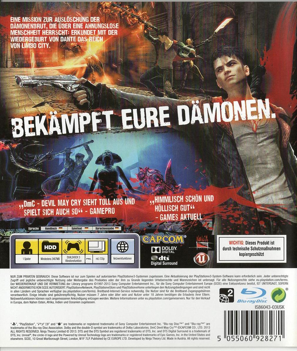 DmC: Devil May Cry - PlayStation 3 Rückseite