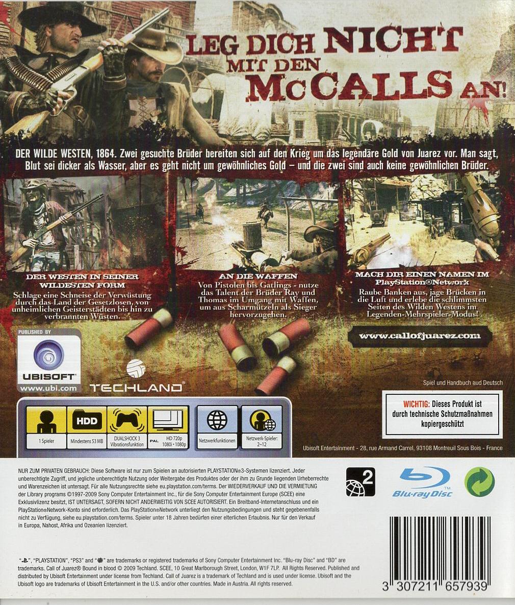 Call of Juarez: Bound in Blood - PlayStation 3 Rückseite
