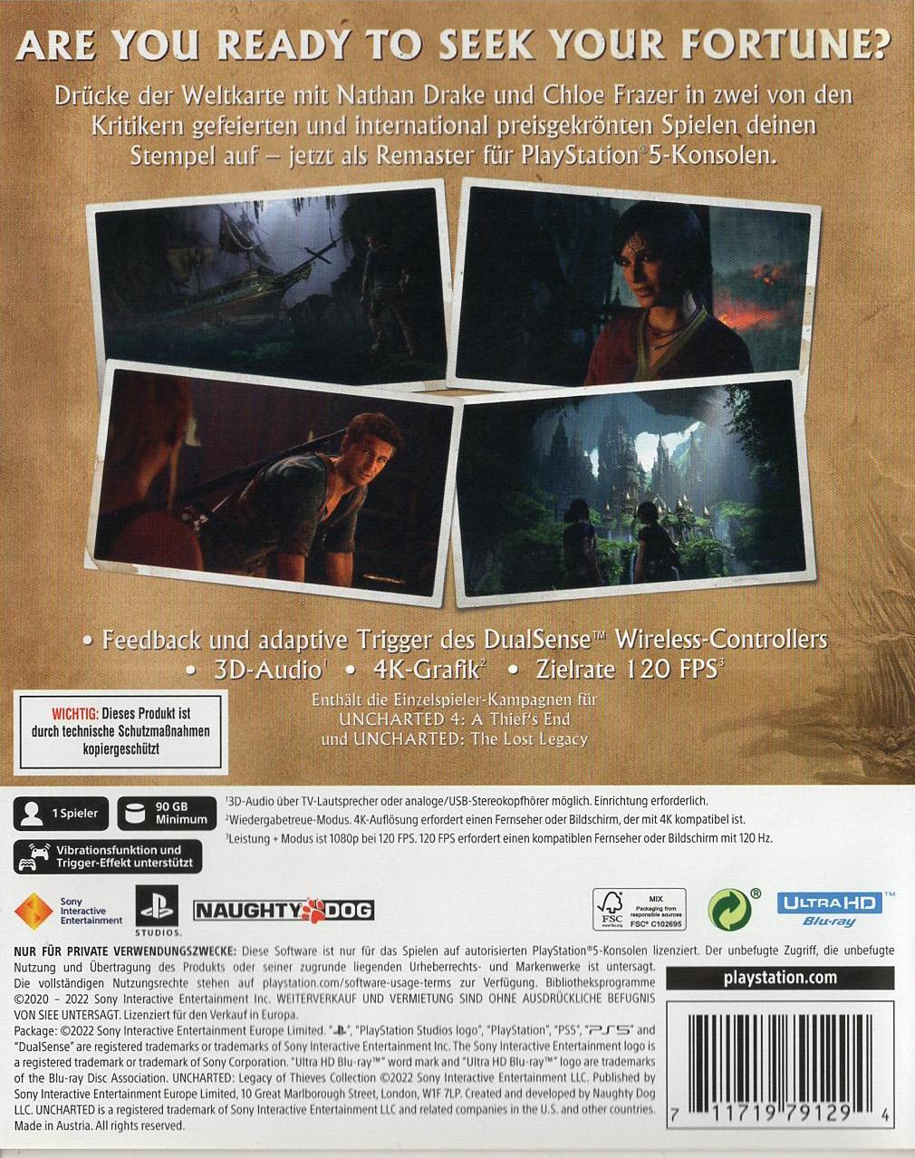Uncharted: Legacy of Thieves Collection - PlayStation 5 Rückseite