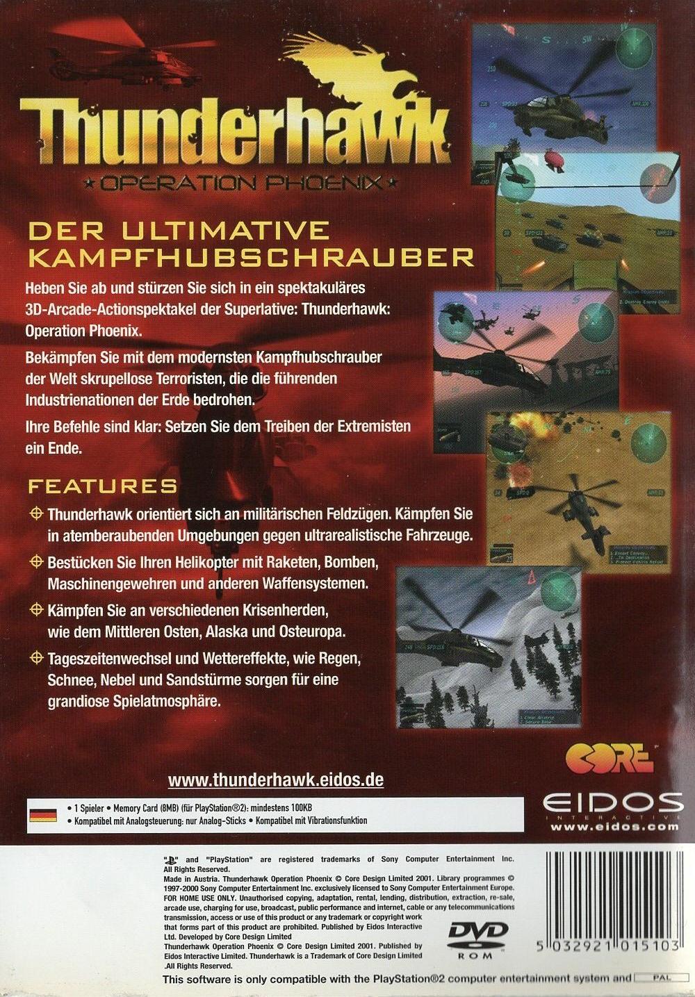 Thunderhawk: Operation Phoenix - PlayStation 2 Rückseite
