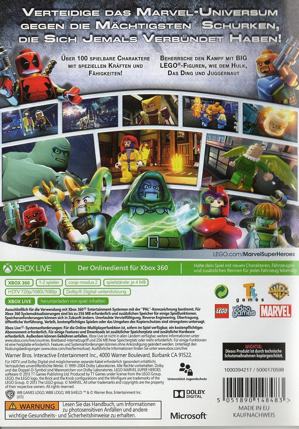LEGO Marvel Super Heroes - Xbox 360 Rückseite