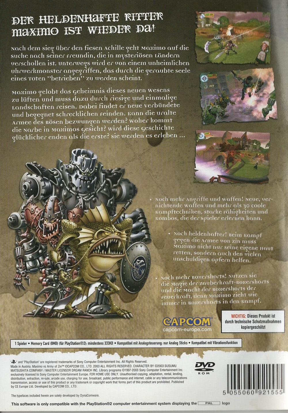 Maximo vs Army of Zin - PlayStation 2 Rückseite