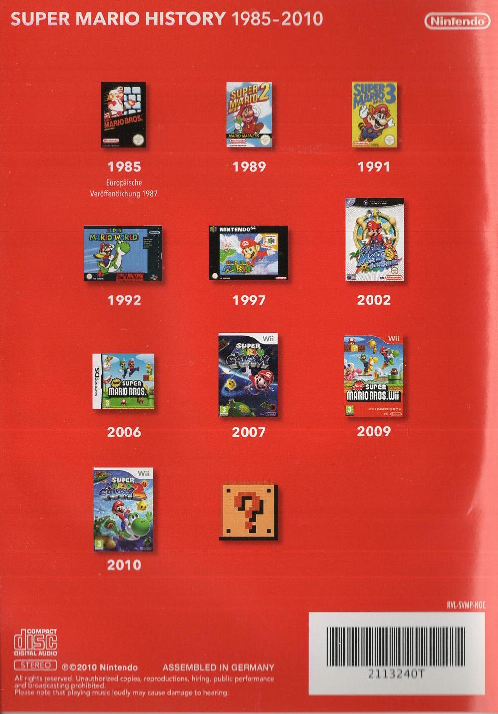 Super Mario History 1985-2010 - Nintendo Wii Rückseite