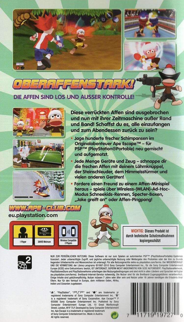 Ape Escape: P - PlayStation Portable Rückseite