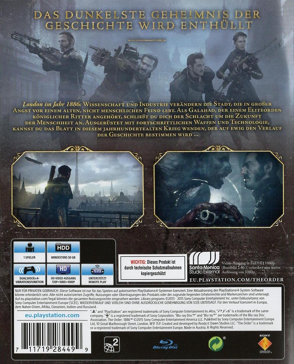 The Order: 1886 - PlayStation 4 Rückseite