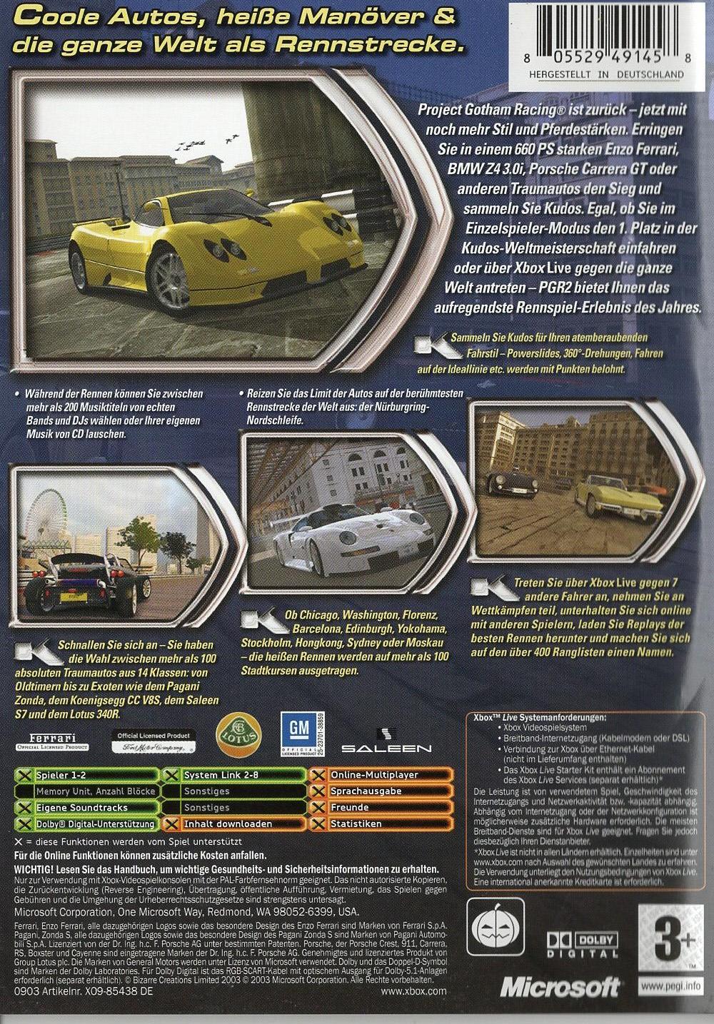 Project Gotham Racing 2 - Xbox Rückseite