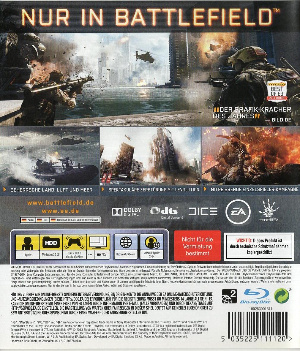 Battlefield 4 - PlayStation 3 Rückseite