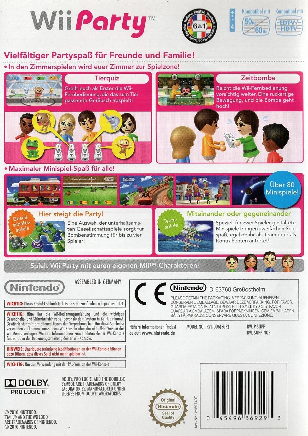 Wii Party - Nintendo Wii Rückseite