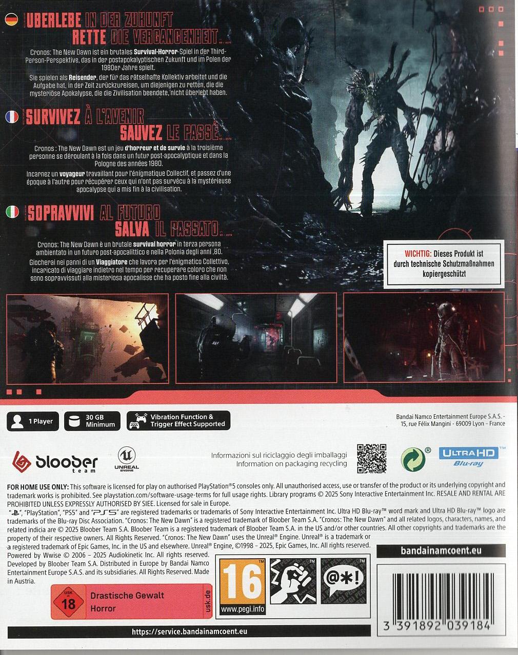 Cronos: The New Dawn - PlayStation 5 Rückseite