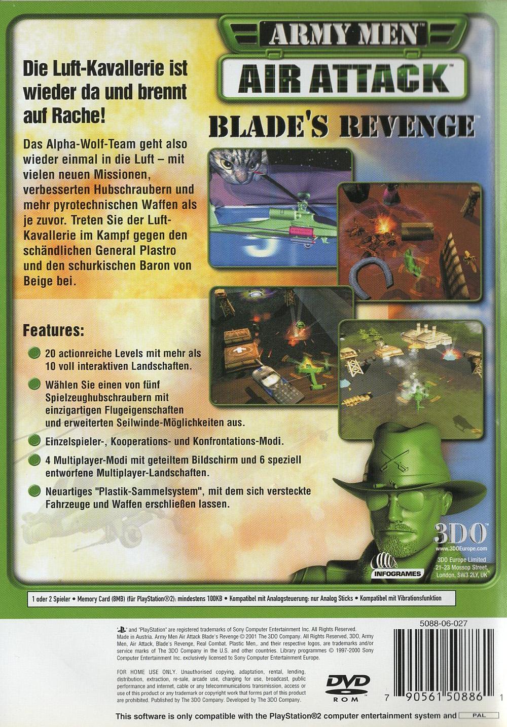 Army Men: Air Attack - Blade's Revenge - PlayStation 2 Rückseite