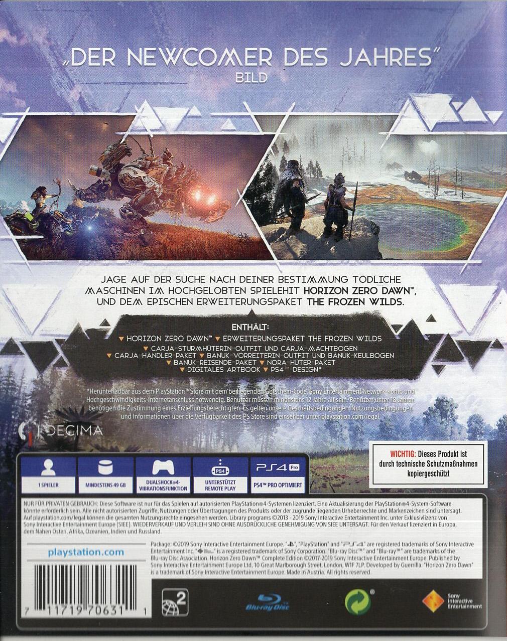 Horizon Zero Dawn Complete Edition - PlayStation 4 Rückseite