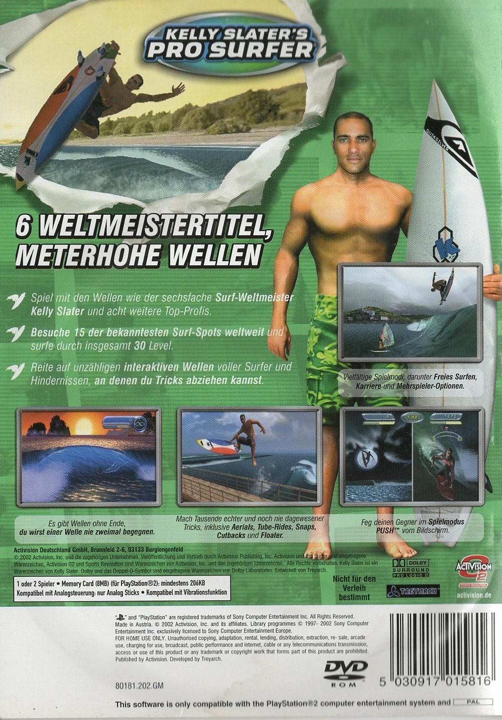 Kelly Slater's Pro Surfer - PlayStation 2 Rückseite