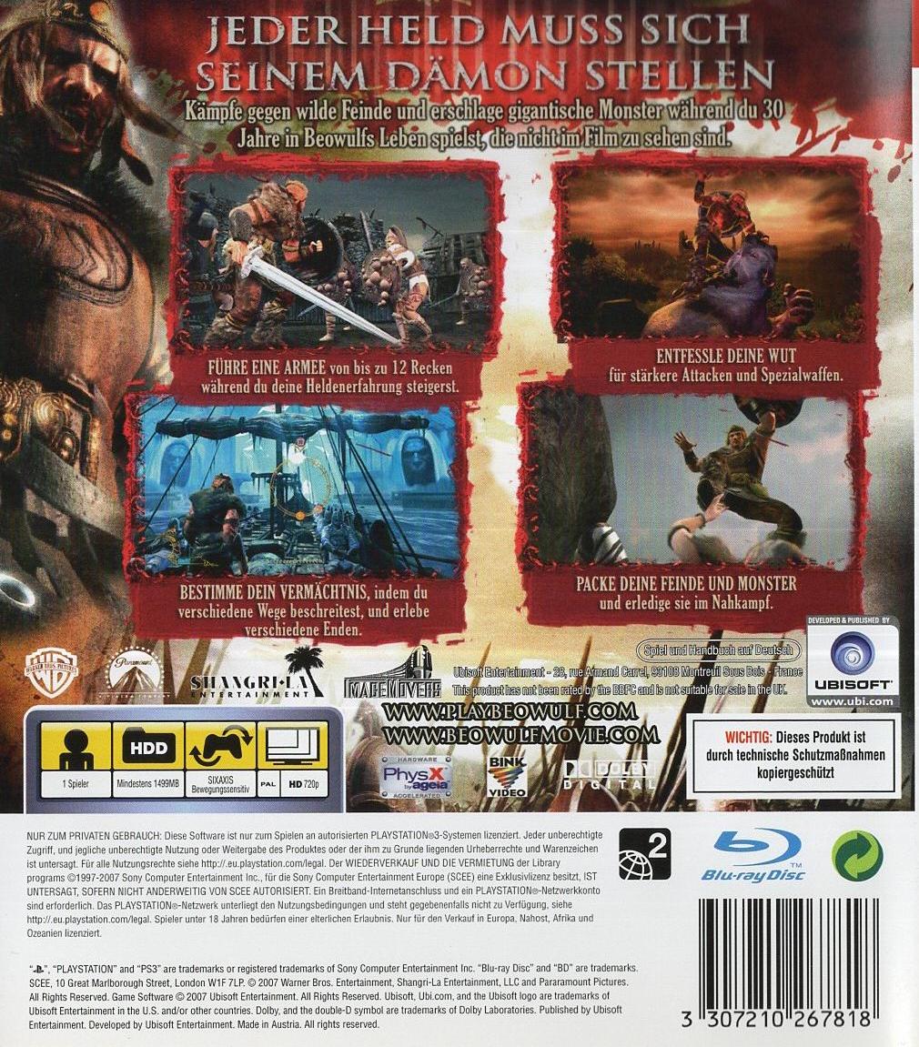 Die Legende von Beowulf - Das Spiel - PlayStation 3 Rückseite