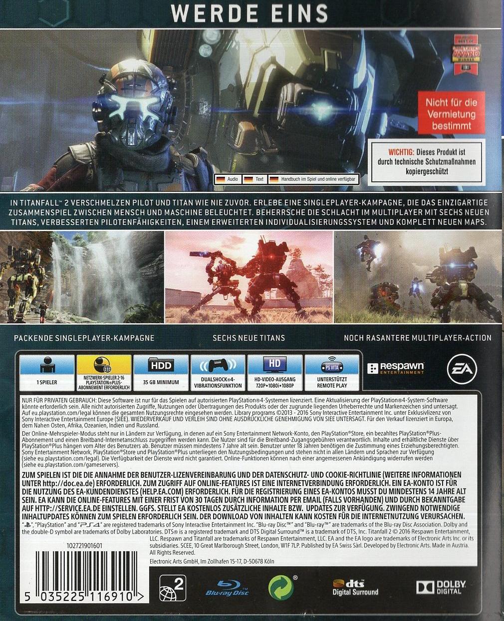 Titanfall 2 - PlayStation 4 Rückseite