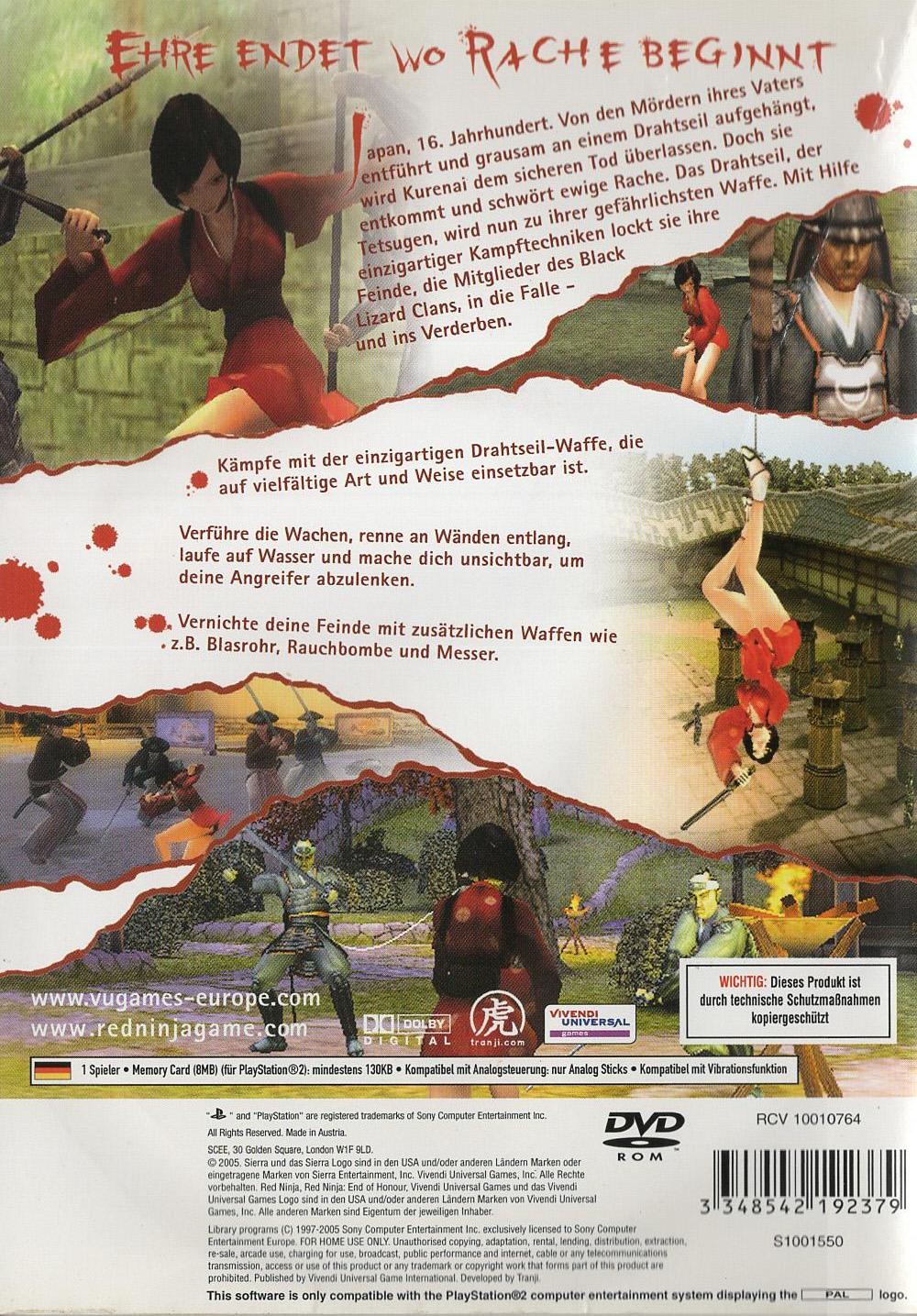 Red Ninja: End of Honour - PlayStation 2 Rückseite
