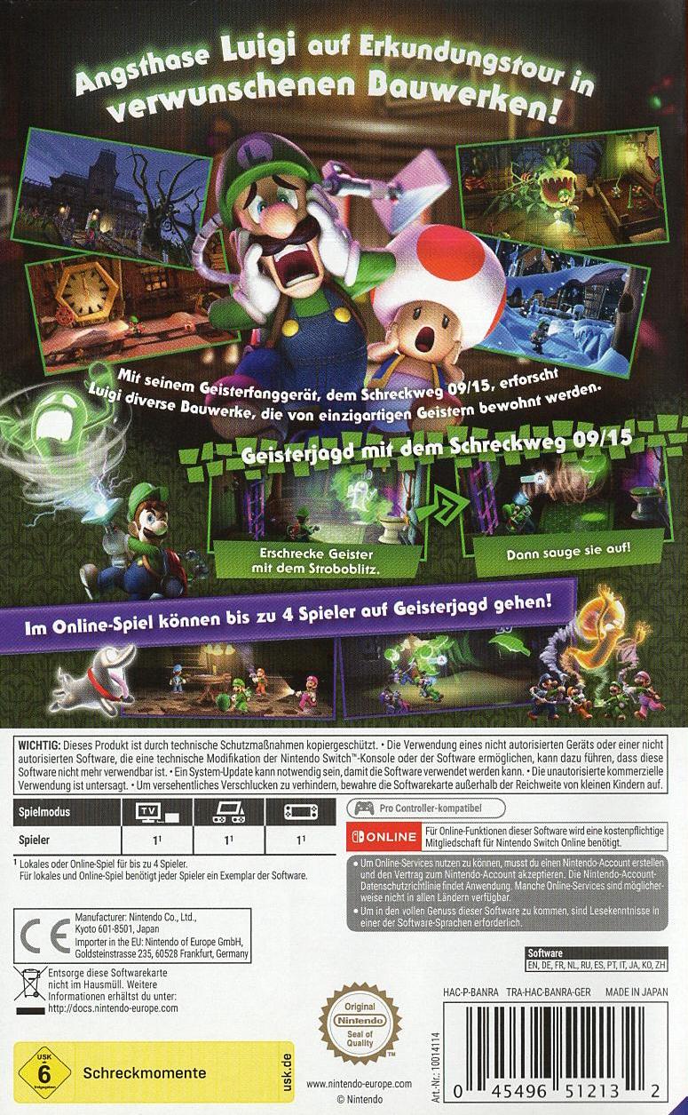 Luigi's Mansion 2 HD - Nintendo Switch Rückseite