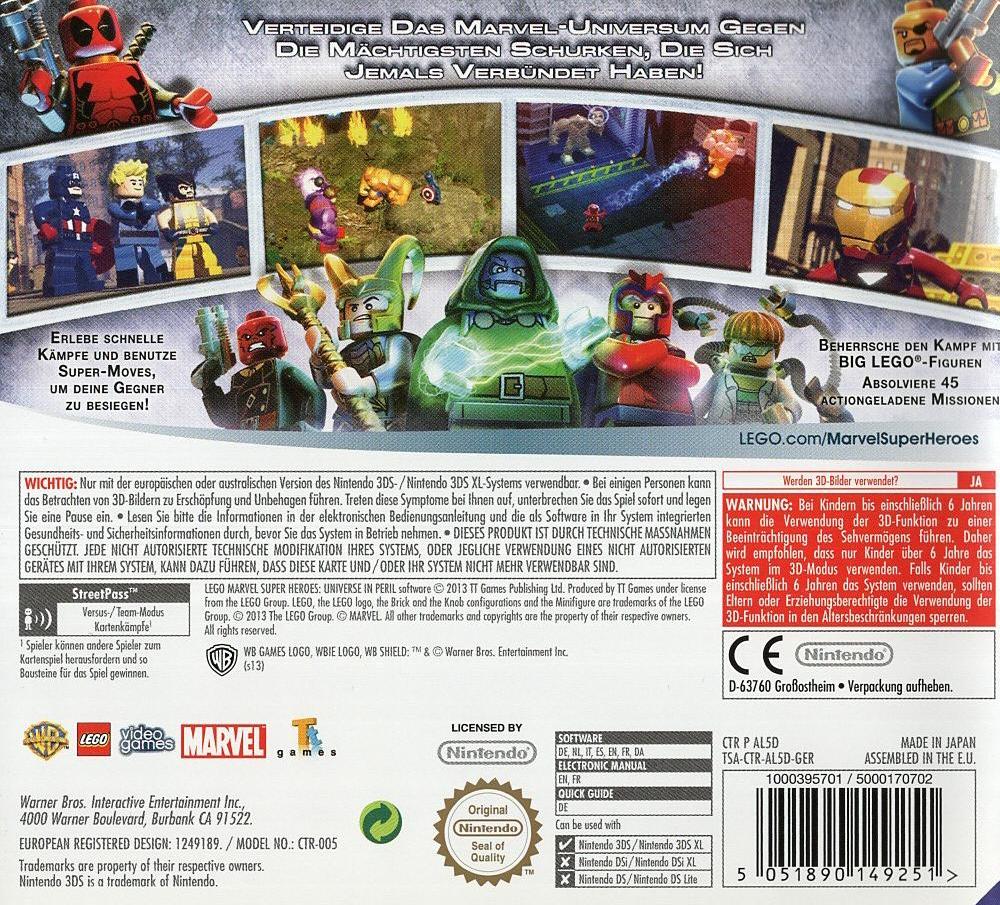 LEGO Marvel Super Heroes: Universum in Gefahr - Nintendo 3DS Rückseite