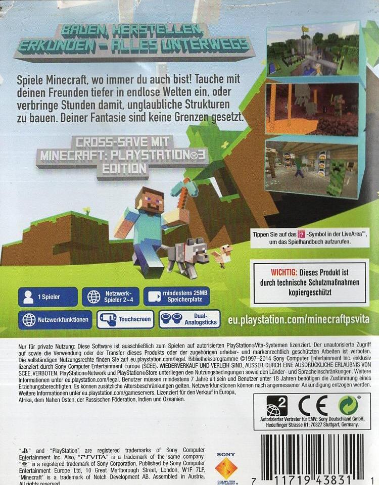 Minecraft: PlayStation Vita Edition - PlayStation Vita Rückseite