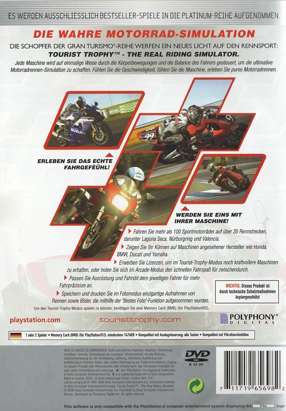 Tourist Trophy: The Real Riding Simulator - PlayStation 2 Rückseite