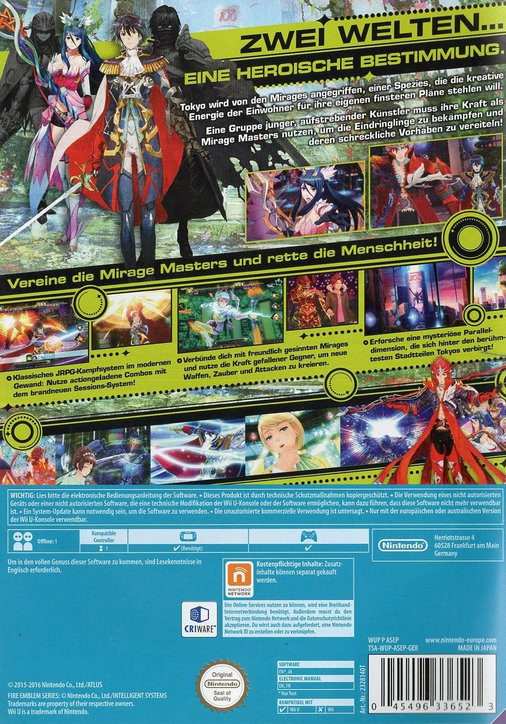 Tokyo Mirage Sessions #FE - Nintendo Wii U Rückseite