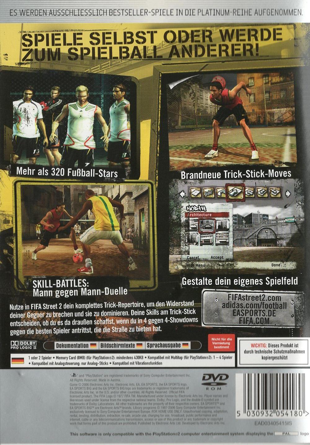 FIFA Street 2 - PlayStation 2 Rückseite