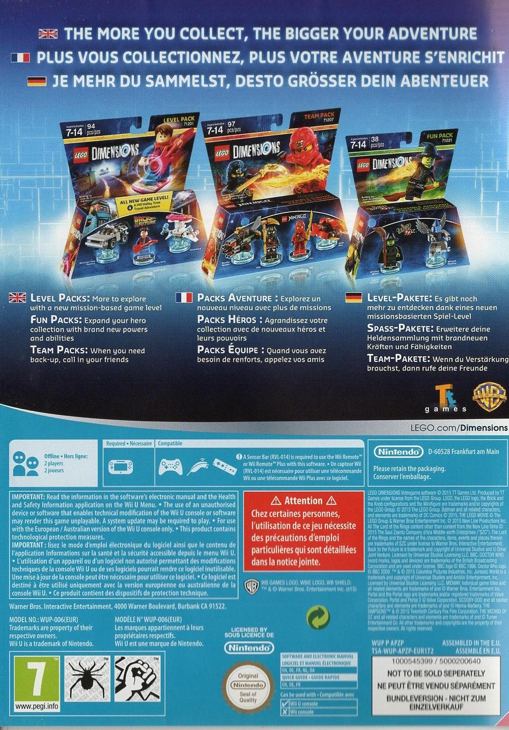 LEGO Dimensions - Nintendo Wii U Rückseite