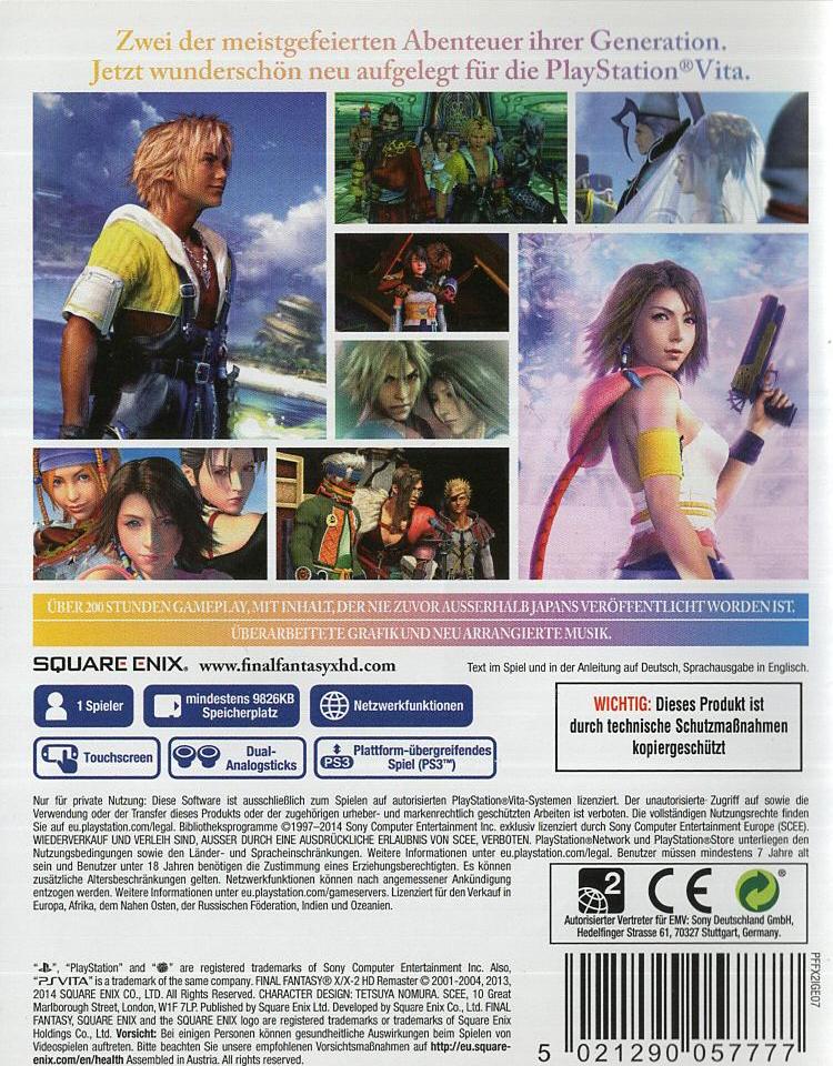 Final Fantasy X/X-2 HD Remaster - PlayStation Vita Rückseite