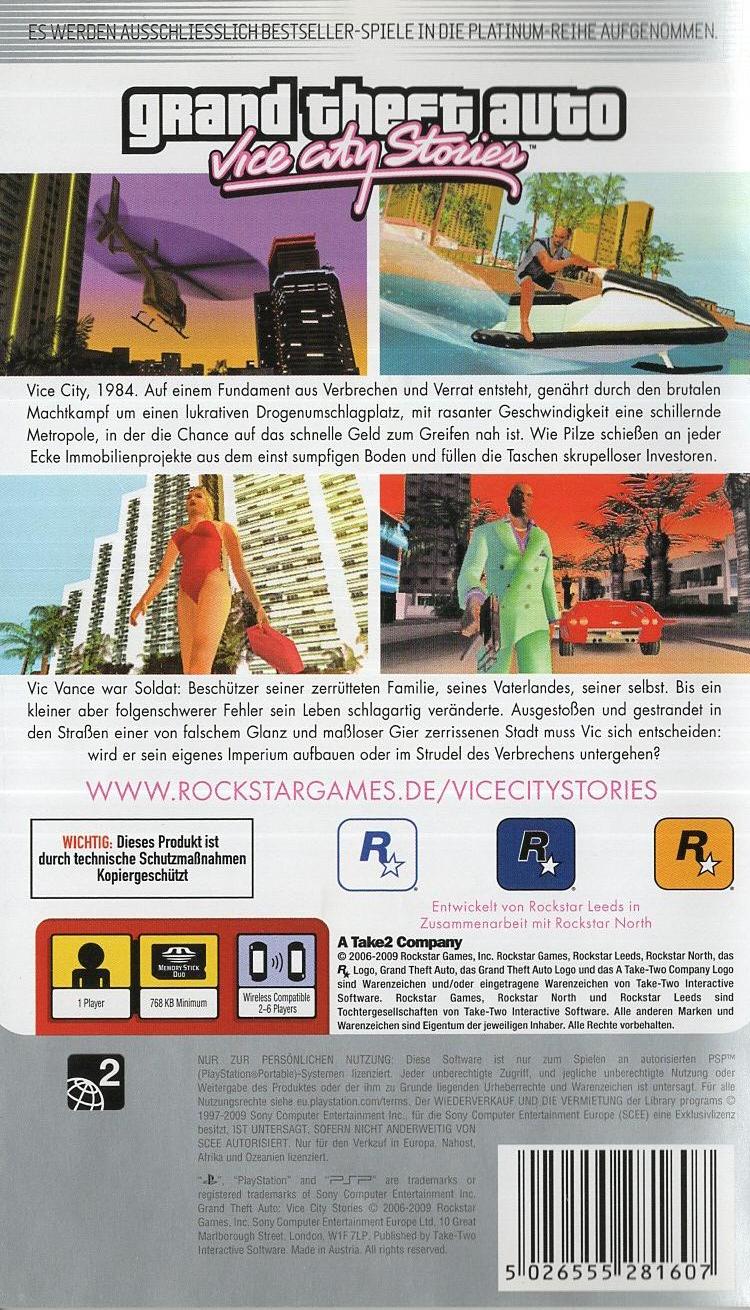 Grand Theft Auto: Vice City Stories - PlayStation Portable Rückseite