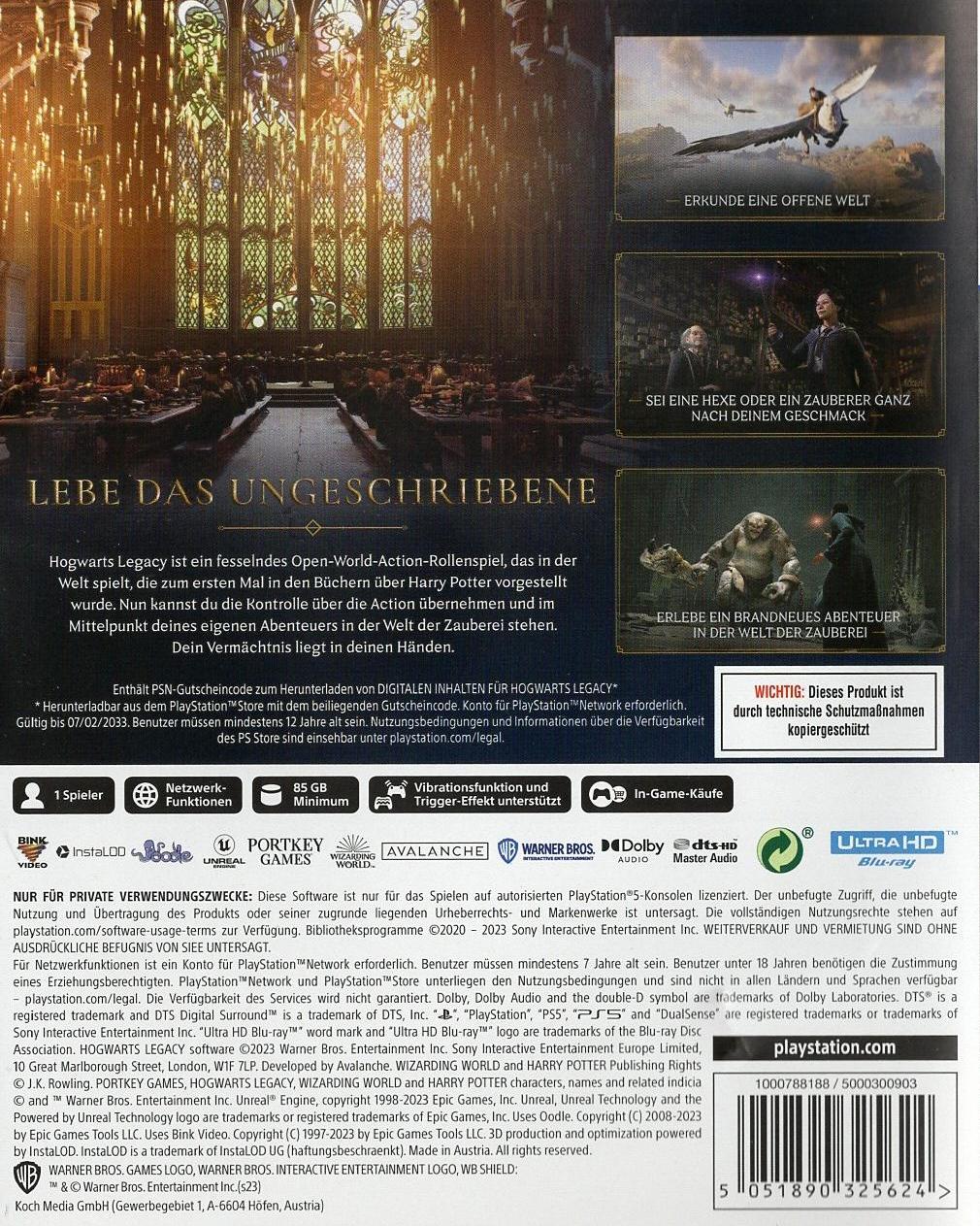 Hogwarts Legacy - PlayStation 5 Rückseite