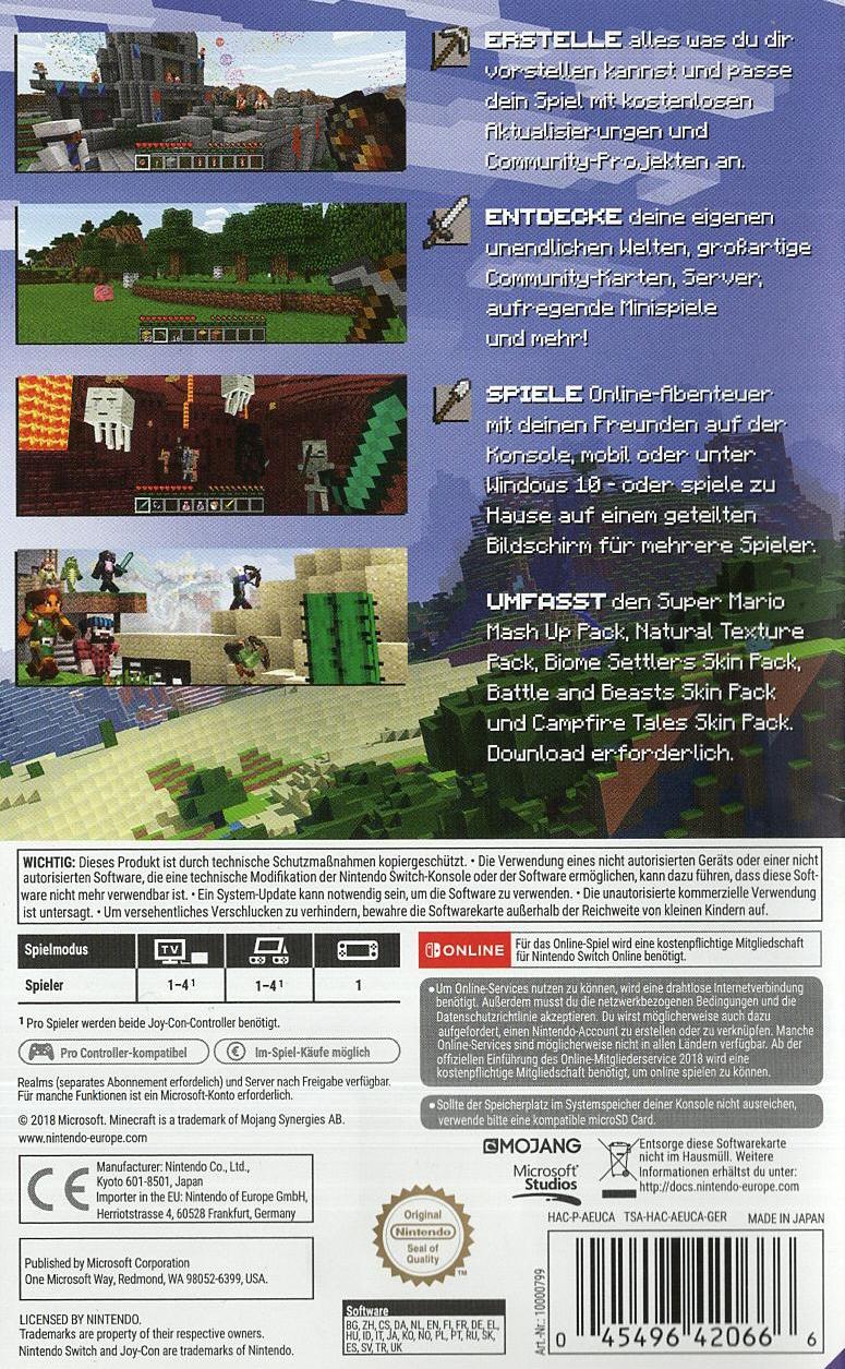 Minecraft - Nintendo Switch Rückseite