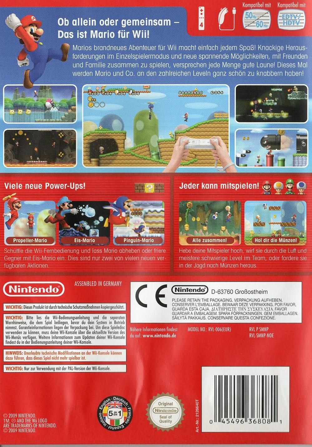 New Super Mario Bros. Wii - Nintendo Wii Rückseite