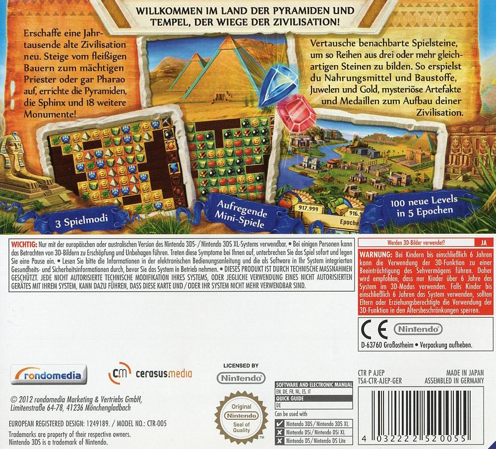 Jewel Master: Cradle of Egypt 2 3D - Nintendo 3DS Rückseite
