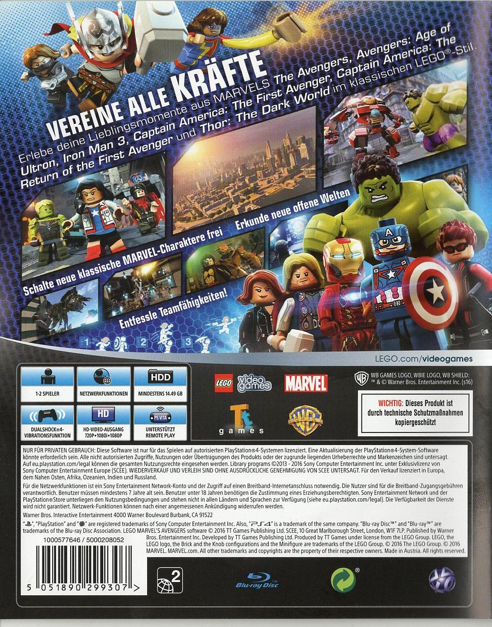 LEGO Marvel's Avengers - PlayStation 4 Rückseite