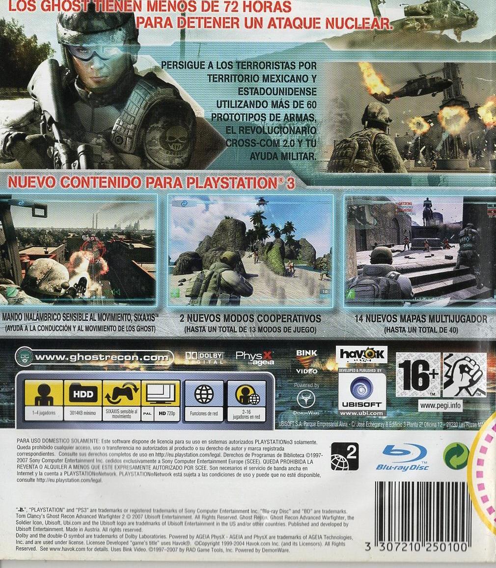 Tom Clancy's Ghost Recon Advanced Warfighter 2 - PlayStation 3 Rückseite