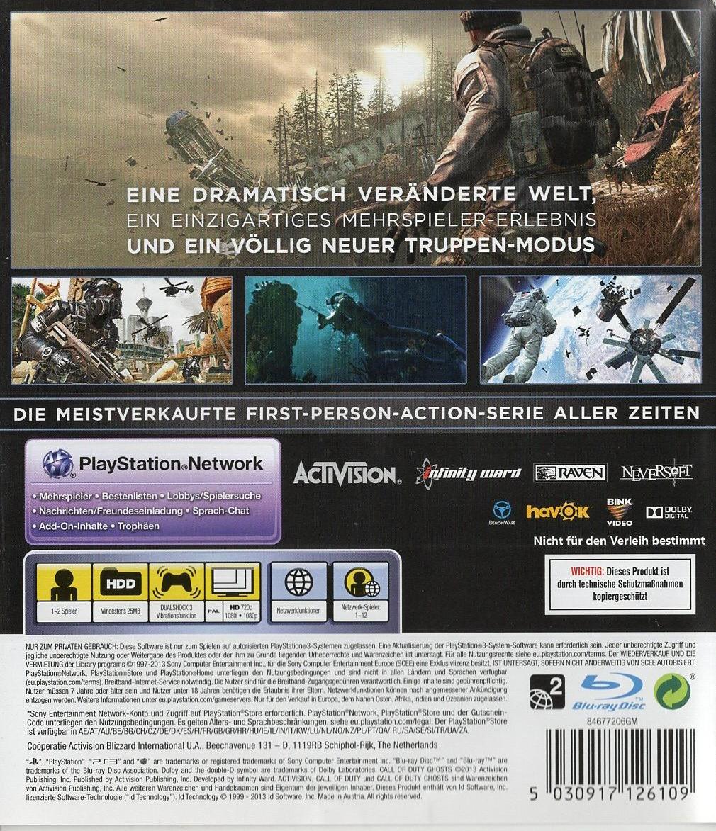 Call of Duty: Ghosts - PlayStation 3 Rückseite