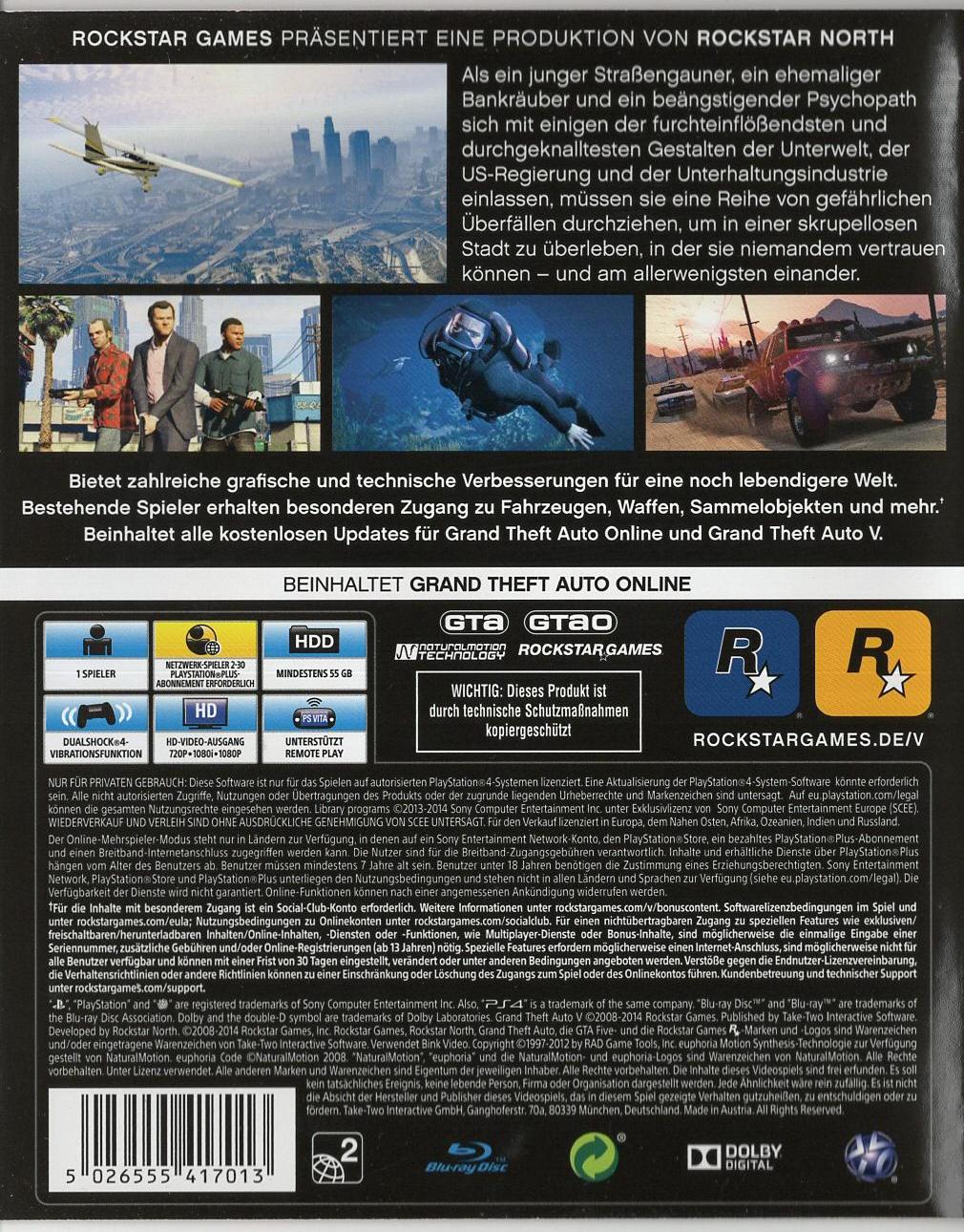 Grand Theft Auto V - PlayStation 4 Rückseite