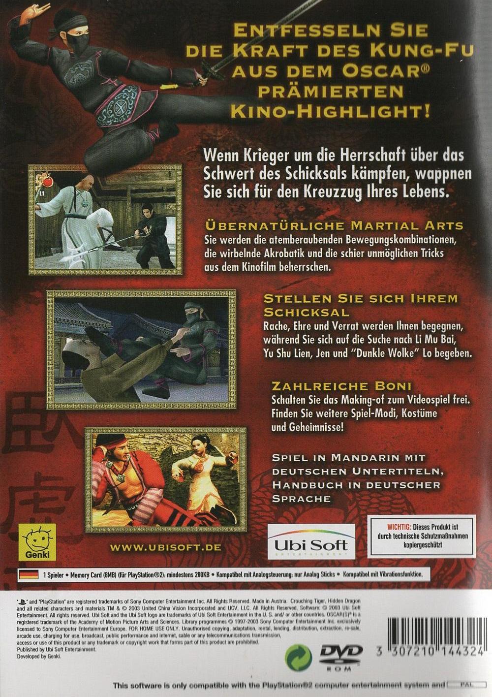 Tiger & Dragon - PlayStation 2 Rückseite