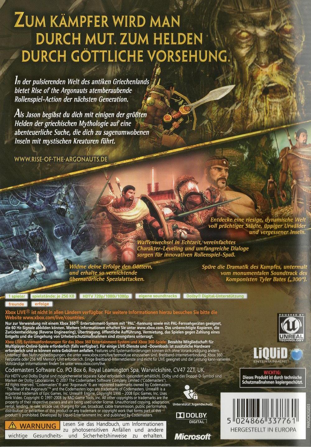 Rise of the Argonauts - Xbox 360 Rückseite