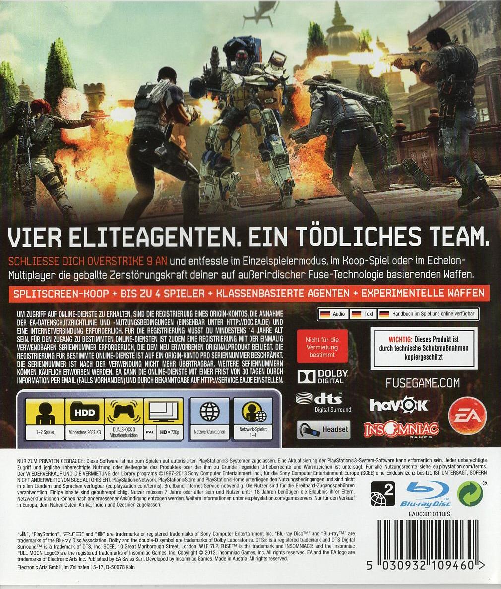 Fuse - PlayStation 3 Rückseite