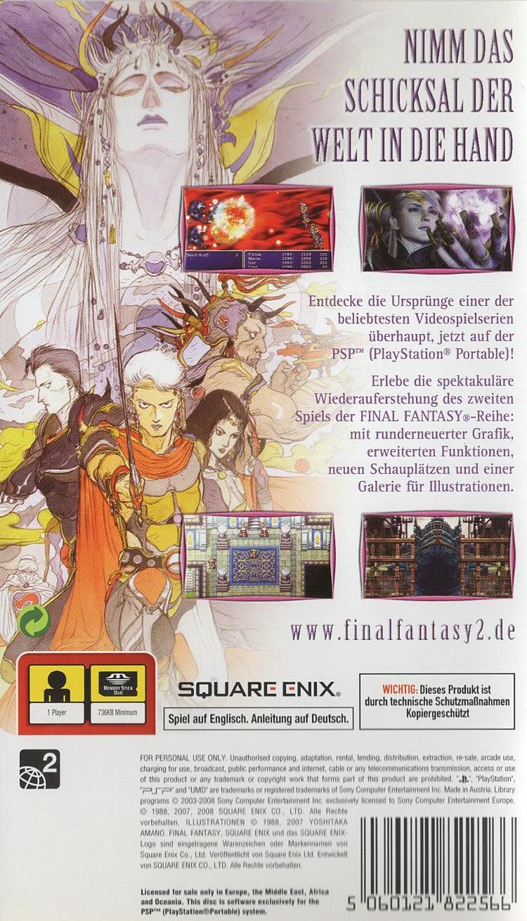 Final Fantasy II - PlayStation Portable Rückseite