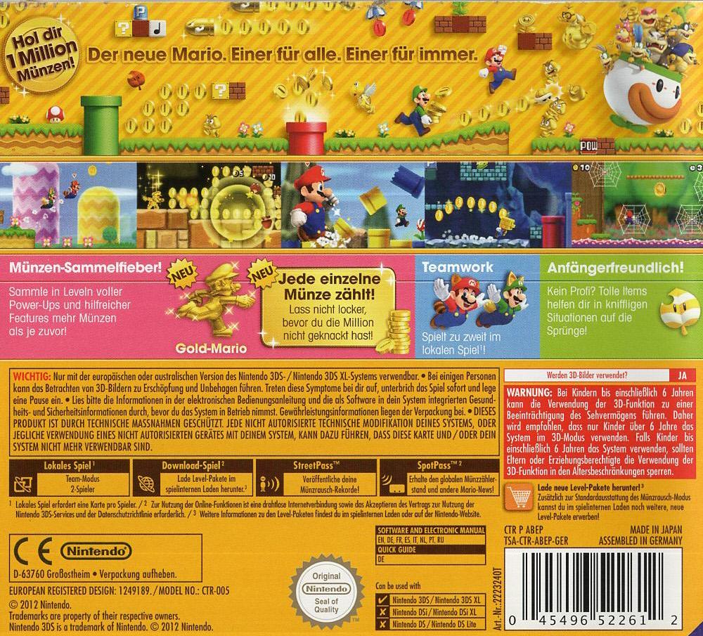New Super Mario Bros. 2 - Nintendo 3DS Rückseite